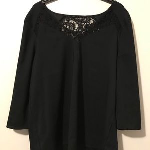 Black Express blouse with lace detail